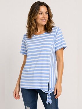 ✨ Kim Rogers Striped Tie Hem Tunic – Casual Chic ✨